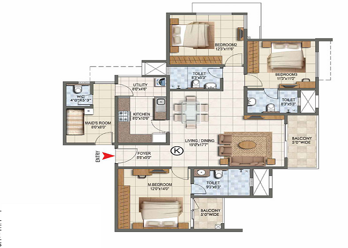 Godrej Athena 3 bhk floor plan